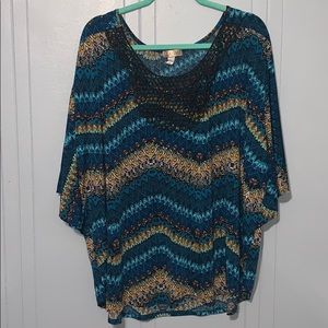 Lavish print blouse.  3X.